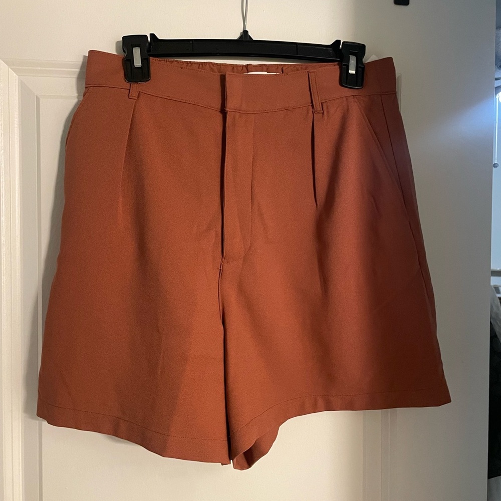 Chic Rust Orange High-Waisted Shorts